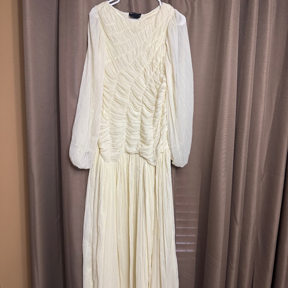 ASOS DESIGN long sleeve maxi dress butter yellow